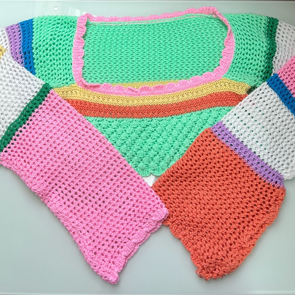 Y2K Colorful Cropped Knit Sweater
